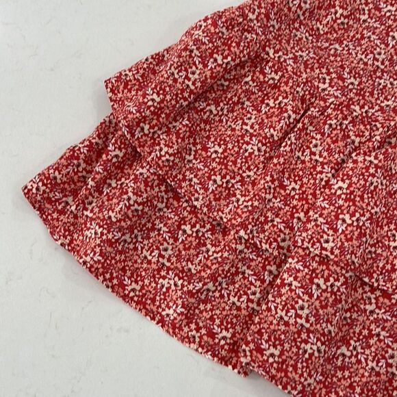 Vintage Abercrombie & Fitch Red Floral Ruffle Lined Mini Skirt Sz S - Picture 2 of 7